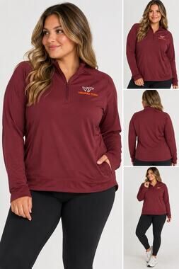 Sport-Tek Virginia Tech Hokies Womens XXL Maroon Quarter Zip Pullover Thumbholes